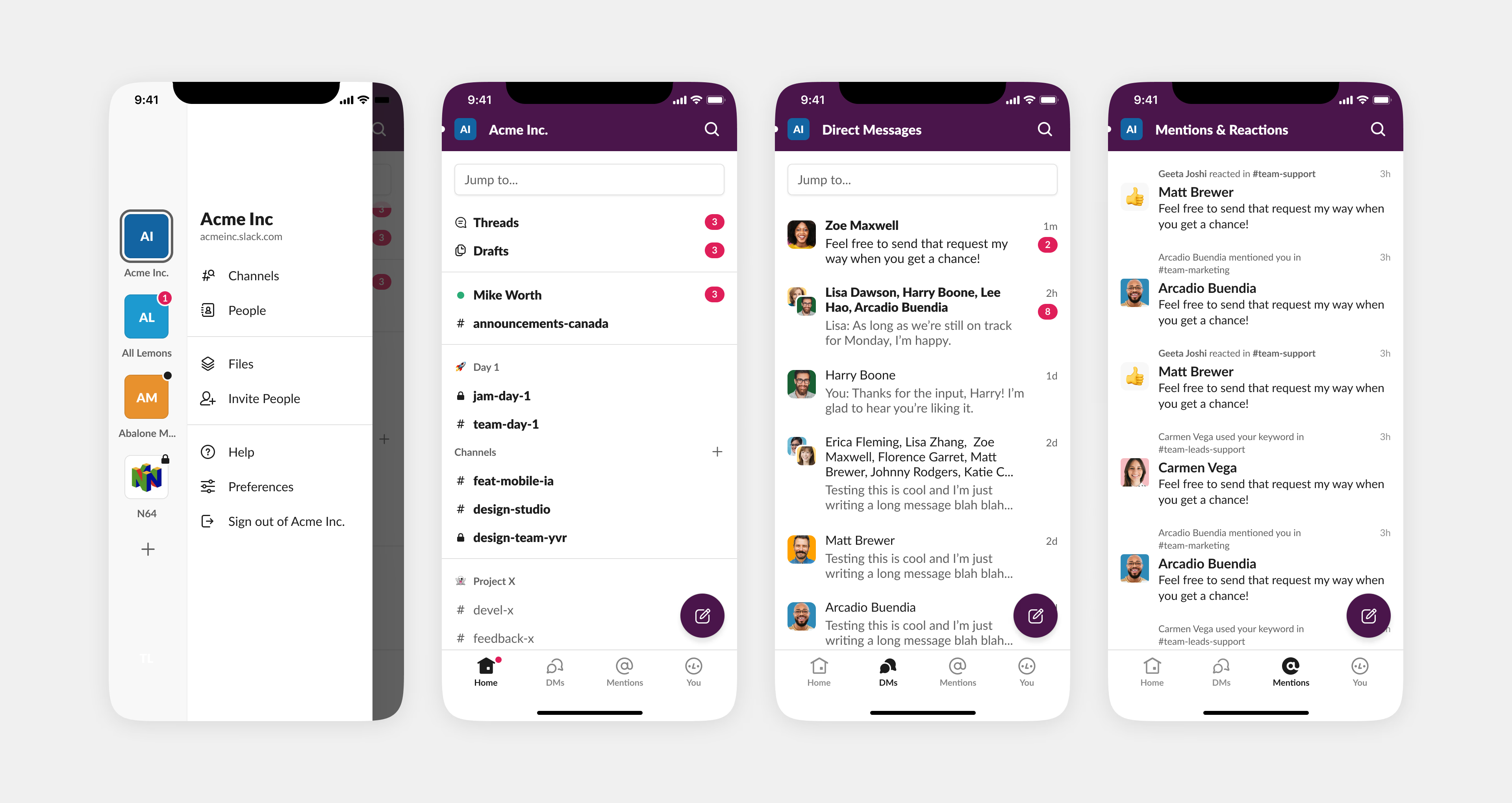 Slack Mobile Before