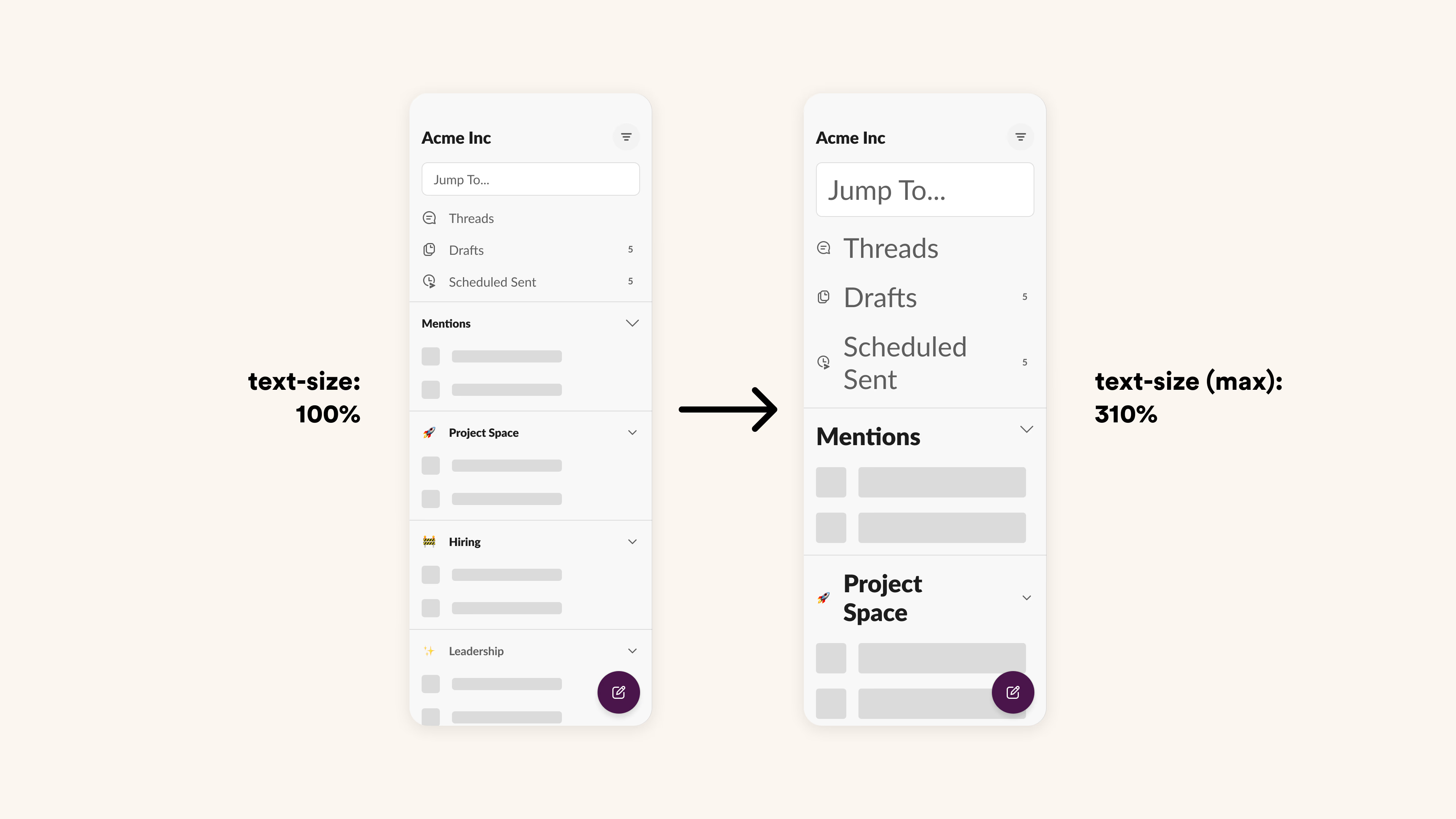 Accessibility sizing exploration